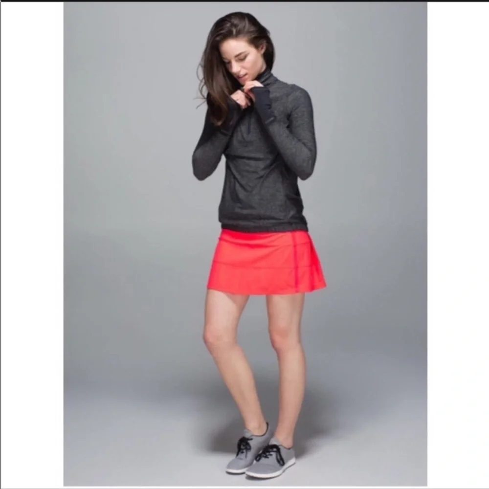 Lululemon Pace Rival Skirt II Electric Coral / Quiet Stripe Butter Pink Sz.6 Reg - Picture 8 of 10